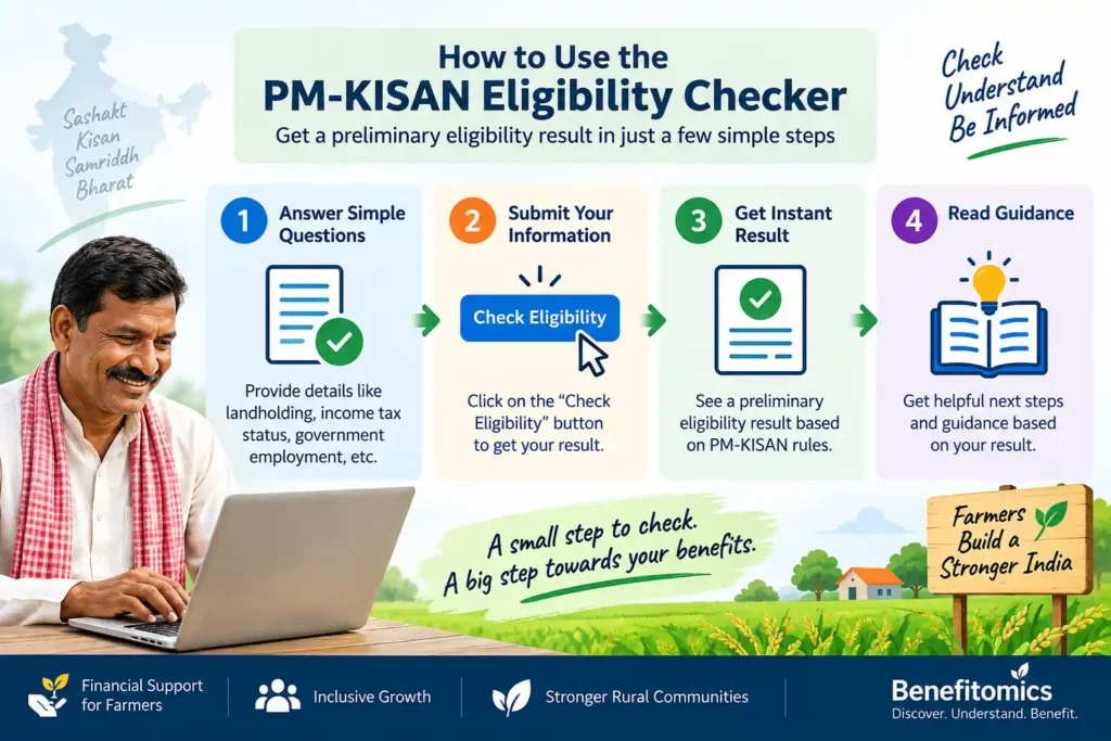 How to use the PM-KISAN Eligibility Checker to check preliminary farmer eligibility