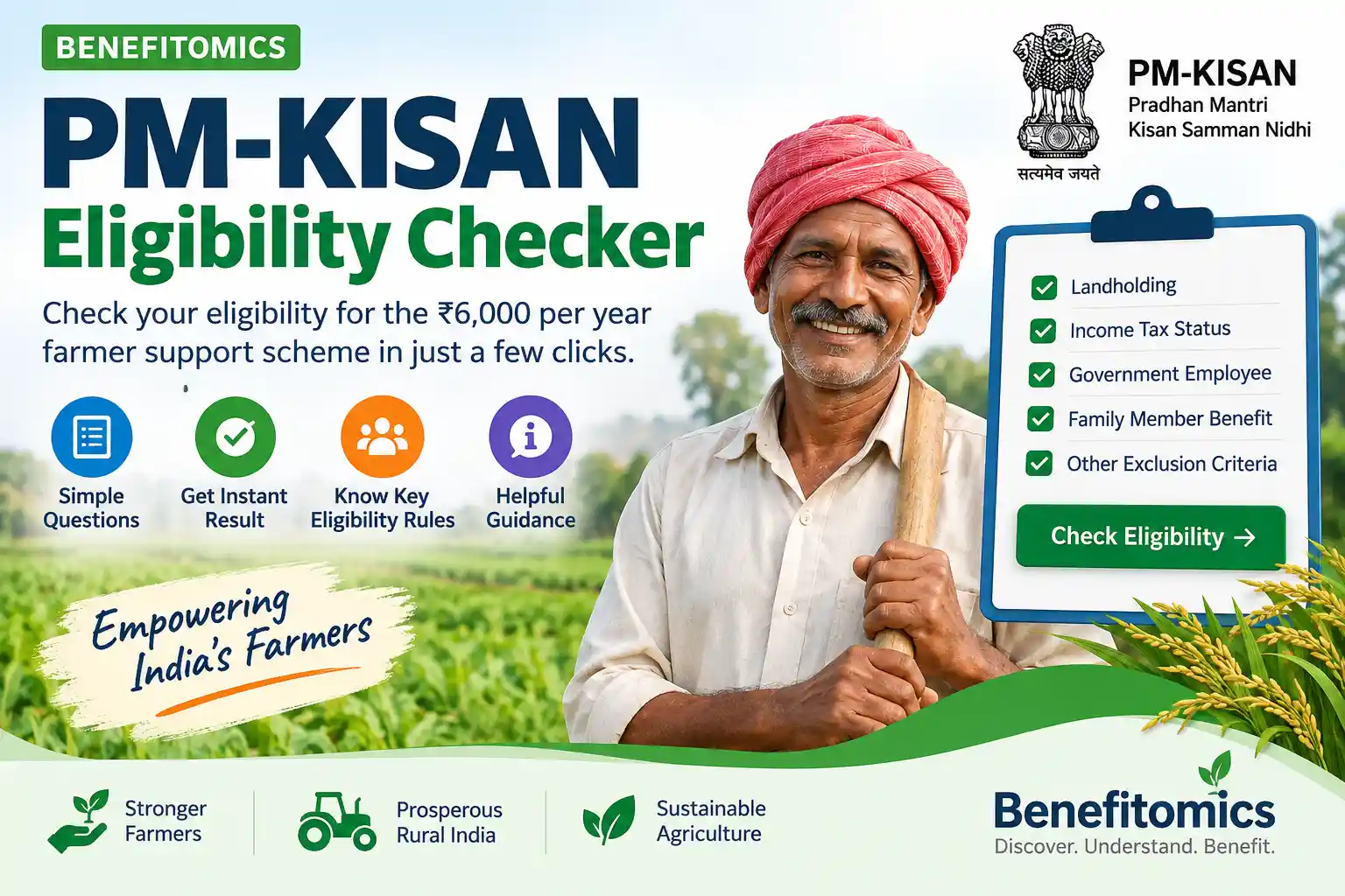 PM-KISAN Eligibility Checker for checking farmer eligibility and exclusion conditions