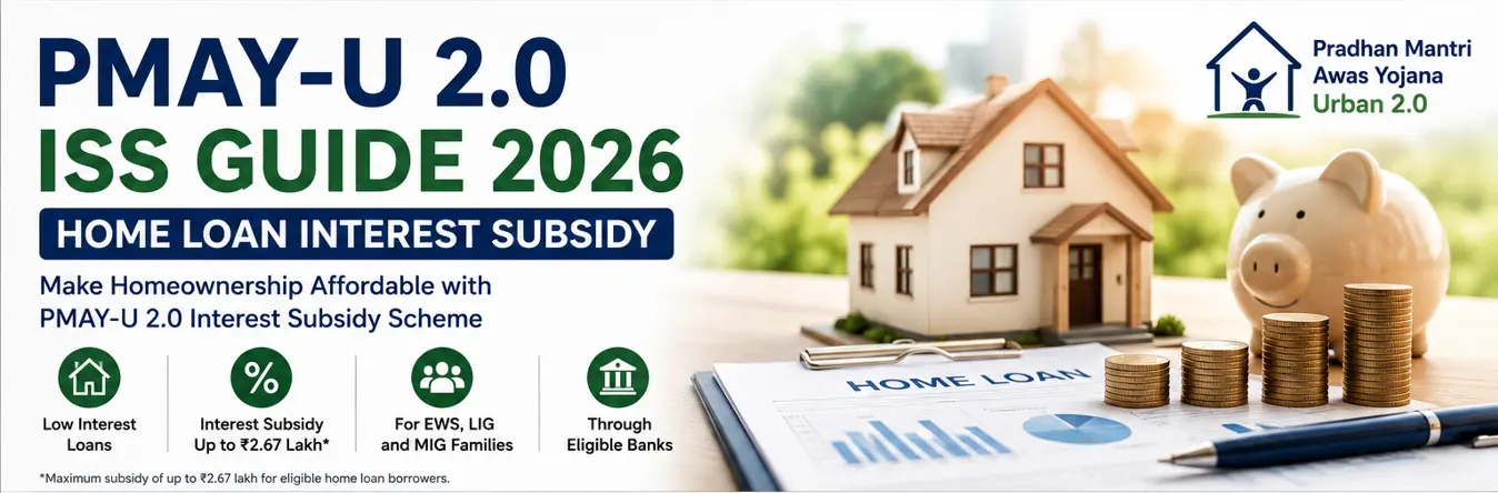 PMAY-U 2.0 ISS Guide 2026 showing home loan interest subsidy, eligibility, benefits and application process
