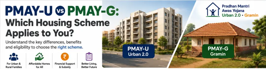 PMAY-U vs PMAY-G comparison showing urban and rural housing schemes in India