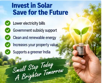 Benefits of installing rooftop solar under PM Surya Ghar including lower electricity bills and clean energy
