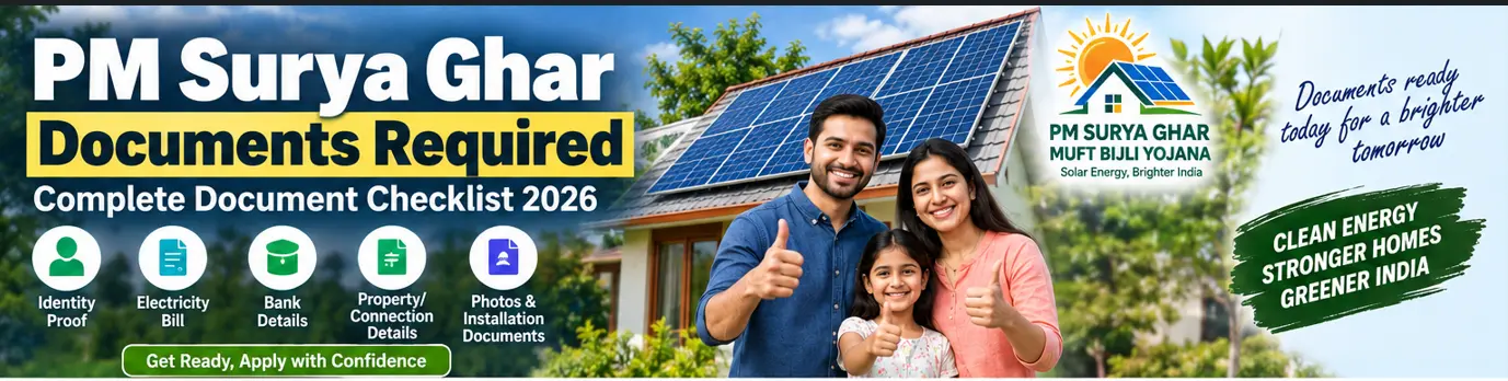 PM Surya Ghar documents required 2026 complete document checklist for rooftop solar