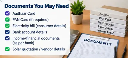 Documents that may be required for a PM Surya Ghar loan application