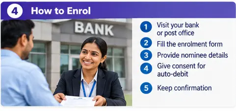 How to enrol in PMJJBY through a participating bank or post office and register nominee details