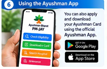 Applying for an Ayushman Card and downloading the e-card through the official Ayushman App