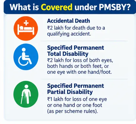  PMSBY benefits for accidental death and specified permanent disability