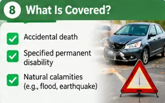 PMSBY coverage for accidental death and specified permanent disabilities, subject to scheme rules